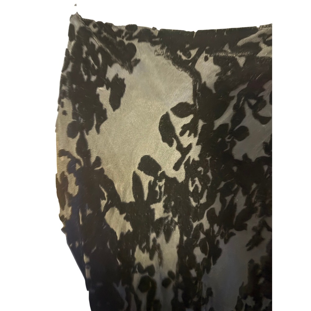 Vintage Y2K Express Silk Blend Burnout Velvet Floral Maxi Dress Pewter Black 7/8 - Picture 3 of 5
